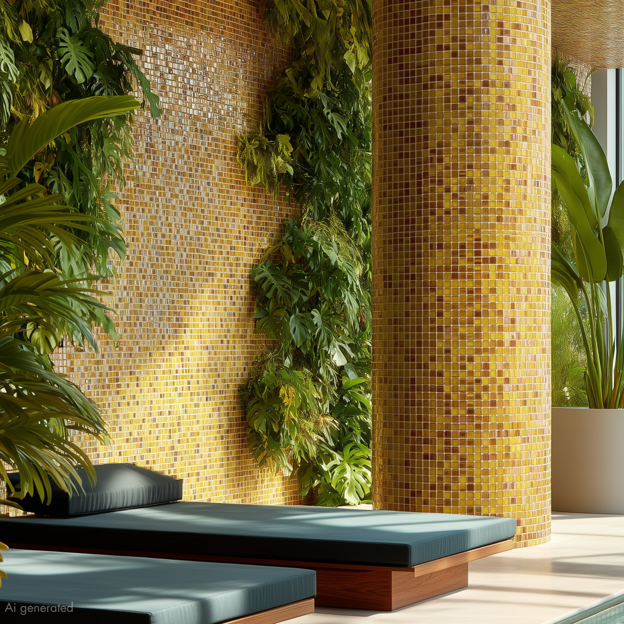 The Mosaic Factory - Goudader Glasmozaiek - Amber - 20x20 - Afbeelding 2