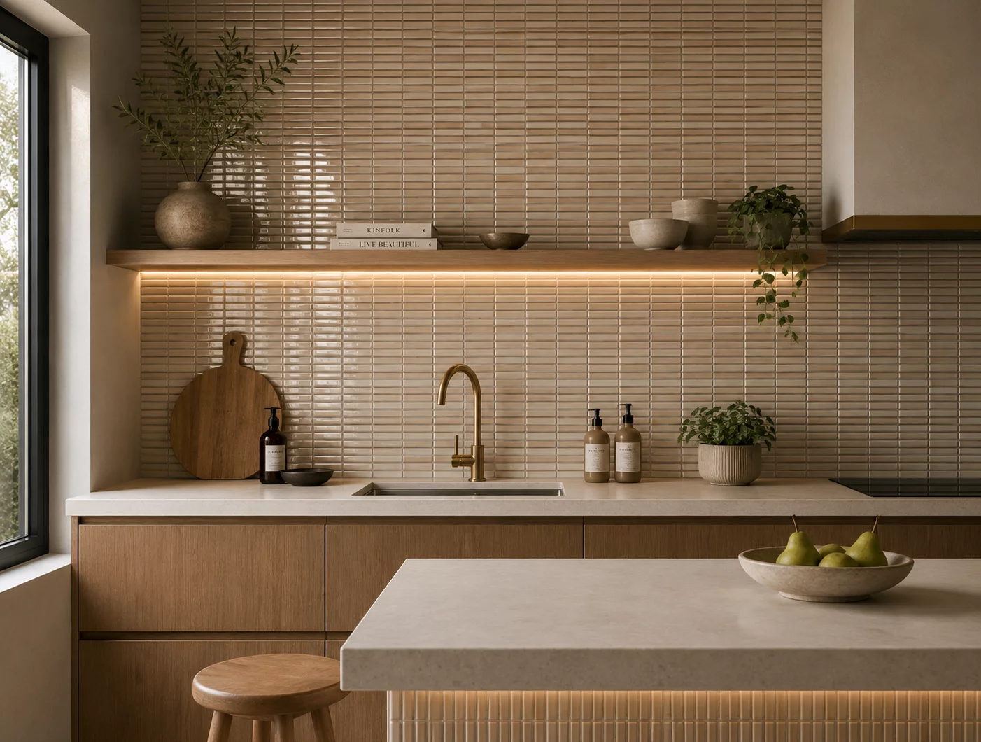 Which mosaic tile goes well with a Japandi interior?